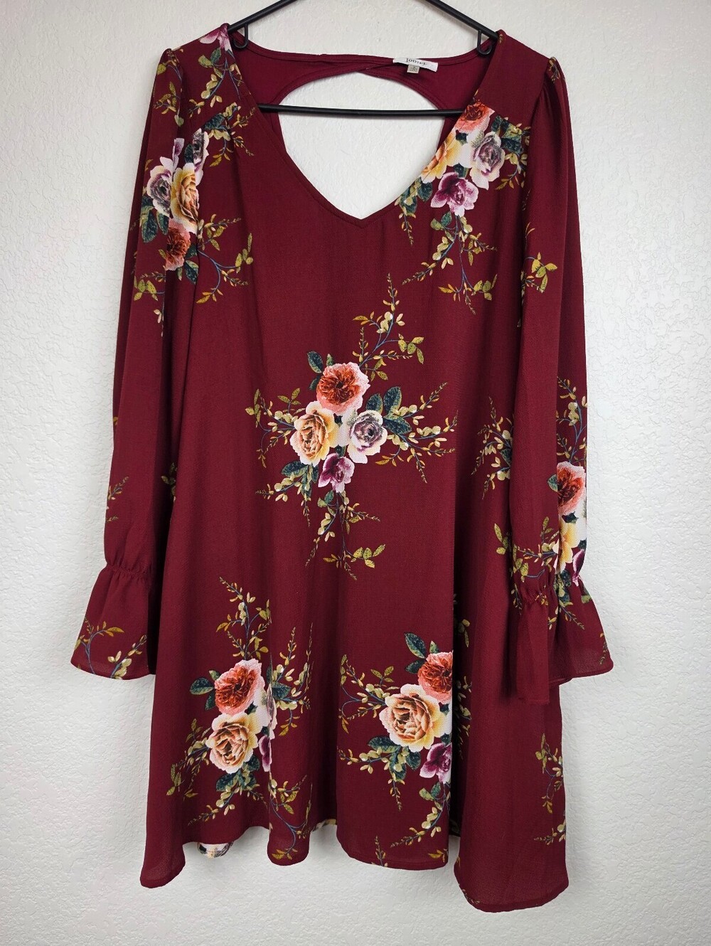 Anthropologie JODIFL Burgundy Floral Long Sleeve Dress Small